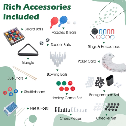 Costway 12-in-1 Combo Game Table Set with Foosball Air Hockey Pool Ping Pong Chess Bowling