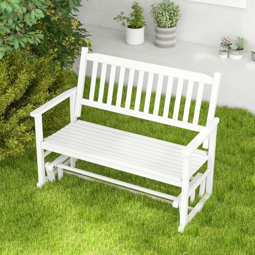 Costway Patio Glider Loveseat Chair Swing Rocking Bench with Slatted Seat & Curved Backrest