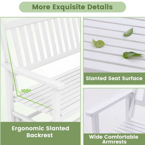 Costway Patio Glider Loveseat Chair Swing Rocking Bench with Slatted Seat & Curved Backrest