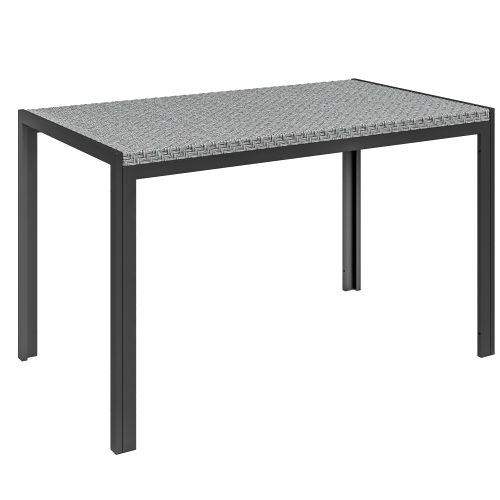 OUTSUNNY  47" Patio Dining Table for 4 Persons, Rectangular Outdoor Table With Pe Rattan Wicker Tabletop, Steel Frame for Backyard And Lawn In Grey