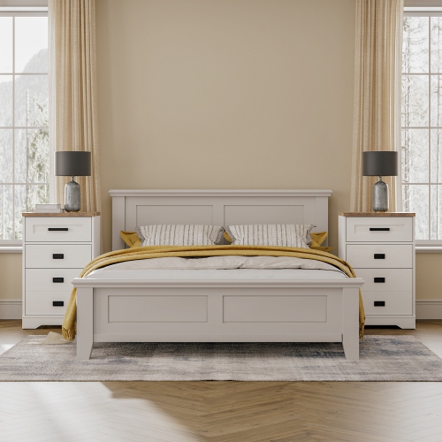 WAMPAT 2 Pack Tall End Table Side Table for Living Room 3 Drawers Dresser for Bedroom Office,Antique White