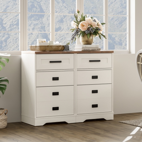 WAMPAT 2 Pack Tall End Table Side Table for Living Room 3 Drawers Dresser for Bedroom Office,Antique White