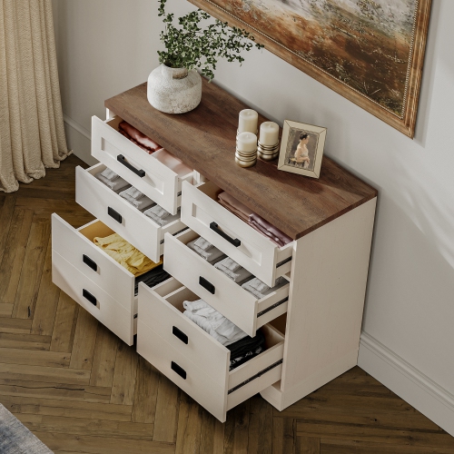 WAMPAT 2 Pack Tall End Table Side Table for Living Room 3 Drawers Dresser for Bedroom Office,Antique White