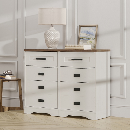 WAMPAT 2 Pack Tall End Table Side Table for Living Room 3 Drawers Dresser for Bedroom Office,Antique White