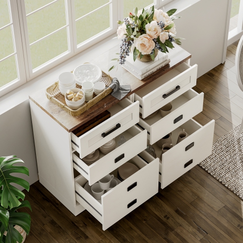 WAMPAT 2 Pack Tall End Table Side Table for Living Room 3 Drawers Dresser for Bedroom Office,Antique White