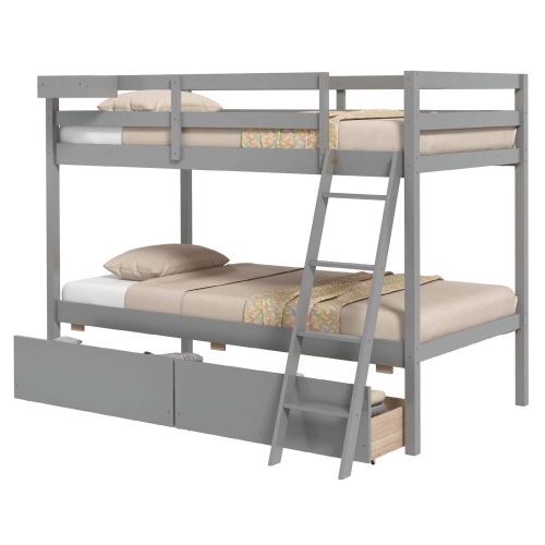 Costway Twin Over Twin Bunk Bed with 2 Storage Drawers Ladder No Box Spring Needed