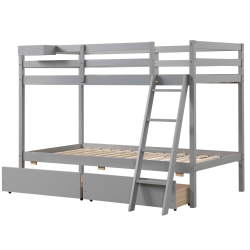 Costway Twin Over Twin Bunk Bed with 2 Storage Drawers Ladder No Box Spring Needed
