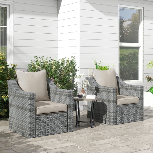 Outsunny Patio Chair Cushions Pillows Set of 2, Back and Seat Replacement Patio Cushions Set for Indoor Outdoor Garden Furniture, Cream White