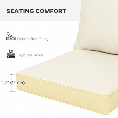 Outsunny Patio Chair Cushions Pillows Set of 2, Back and Seat Replacement Patio Cushions Set for Indoor Outdoor Garden Furniture, Cream White