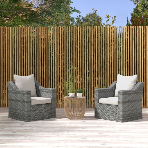 Outsunny Patio Chair Cushions Pillows Set of 2, Back and Seat Replacement Patio Cushions Set for Indoor Outdoor Garden Furniture, Cream White