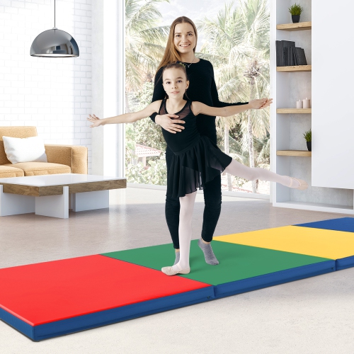 Costway 10' x 4' x 2" 4-Panel Folding Exercise Mat with Carrying Handles for Gym Yoga