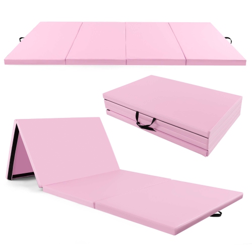 Costway 10' x 4' x 2" 4-Panel Folding Exercise Mat with Carrying Handles for Gym Yoga