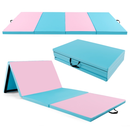 Costway 10' x 4' x 2" 4-Panel Folding Exercise Mat with Carrying Handles for Gym Yoga