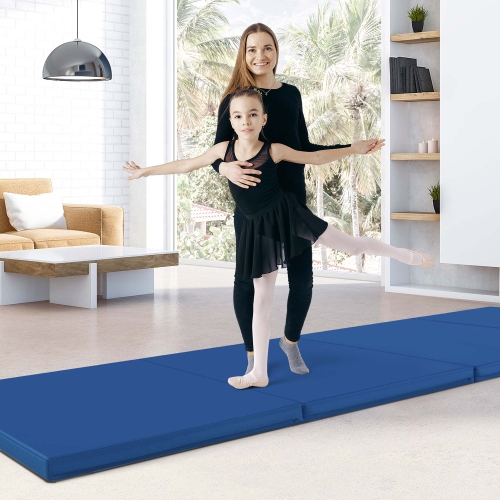Costway 10' x 4' x 2" 4-Panel Folding Exercise Mat with Carrying Handles for Gym Yoga