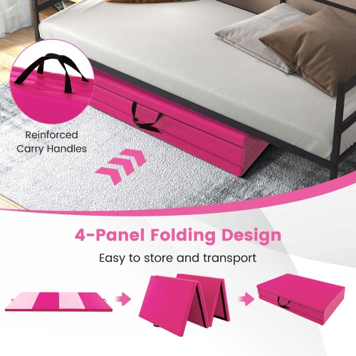 Costway 10' x 4' x 2" 4-Panel Folding Exercise Mat with Carrying Handles for Gym Yoga