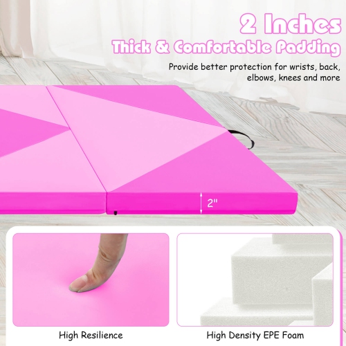 Costway Folding Gymnastics Mat 8' x 4' x 2" PU Leather Tumbling Exercise Mat Yoga Gym
