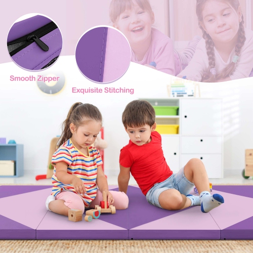 Costway Folding Gymnastics Mat 8' x 4' x 2" PU Leather Tumbling Exercise Mat Yoga Gym