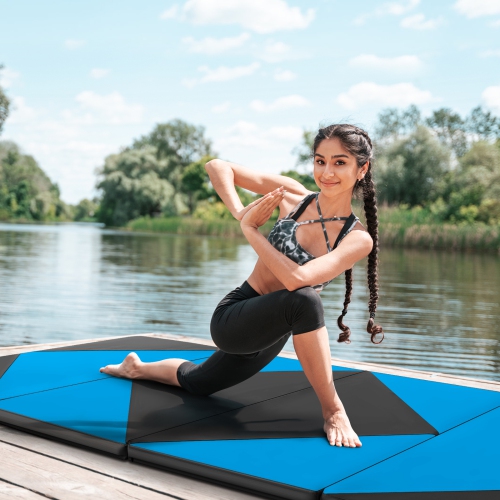 Costway Folding Gymnastics Mat 8' x 4' x 2" PU Leather Tumbling Exercise Mat Yoga Gym