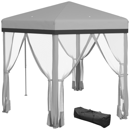 Outsunny 12x12 Pop Up Canopy Tent, Hexagon Gazebo with Mosquito Netting, Carry Bag, Stakes, Ropes, Height Adjustable Instant Sun Shelter for Outdoor,