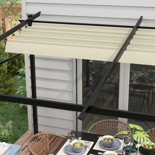 Outsunny 10' x 13' Metal Pergola with Sliding Roof Canopy, Retractable Pergola Canopy for Outdoor, Patio, Beige