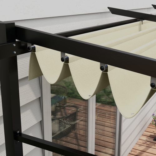 Outsunny 10' x 13' Metal Pergola with Sliding Roof Canopy, Retractable Pergola Canopy for Outdoor, Patio, Beige