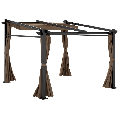 Outsunny 10' x 10' Metal Pergola with Sliding Roof Canopy, Retractable Pergola Canopy for Outdoor, Patio, Coffee