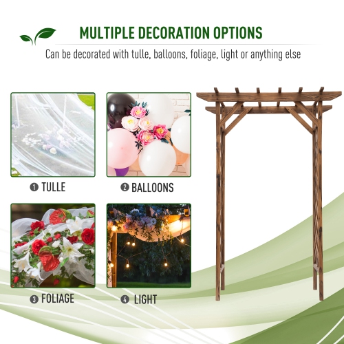 Outsunny 79" Wooden Garden Trellis, Countryside Arched Arbour with Pergola Style Roof for Climbing Vines for Ceremony Party Weddings