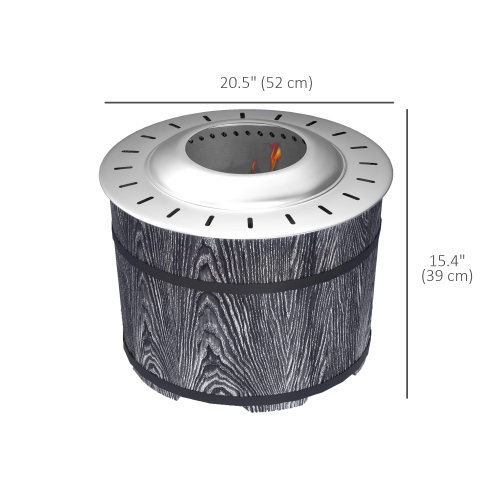 Outsunny Smokeless Fire Pit with Fireproof Mat, 20" Barrel Style Portable Wood Burning Firepit, Magnesium Oxide Low Smoke Camping Bonfire Stove, Black