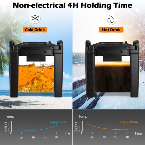 Gymax Insulated Beverage Dispenser 2.5 Gallon Hot & Cold Drink w/ Handles