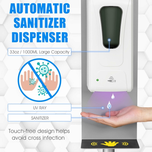 Gymax Automatic Soap Dispenser Touchless Sanitizing Station w/ Sign Board