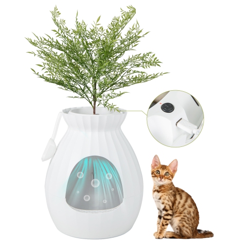 Gymax Smart Plant Cat Litter Box with Electronic Odor Removal & Sterilization