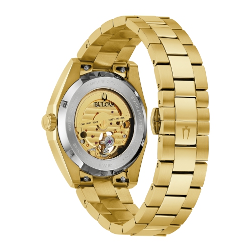 Montre automatique pour hommes avec boîtier et bracelet en acier inoxydable doré et cadran champagne 39&nbsp;mm de Bulova