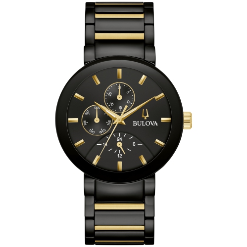 Bulova Mens Futuro Quartz Watch 40mm Black Stainless Steel Case and Bracelet with Black Dial