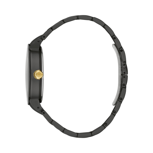 Bulova Mens Futuro Quartz Watch 40mm Black Stainless Steel Case and Bracelet with Black Dial