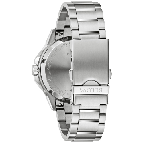 Bulova Mens Marine Star Precisionist Watch 43mm Silver-Tone Stainless Steel Case and Bracelet with White Dial