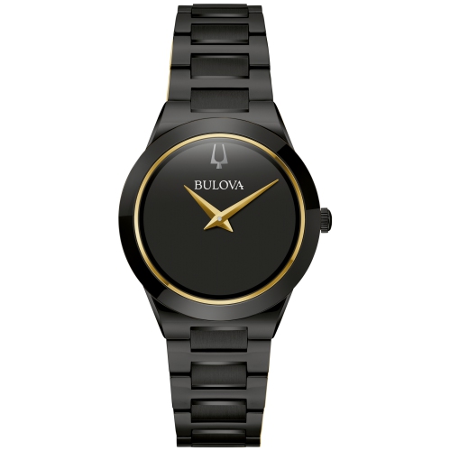 Montre à quartz Millennia pour femmes de Bulova avec 32&nbsp;mm boîtier et bracelet en acier inoxydable noir et cadran noir