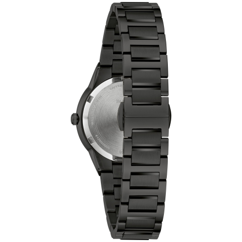 Bulova Ladies Millennia Quartz Watch 32mm Black Stainless Steel Case and Bracelet with Black Dial