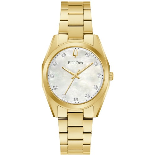 Bulova Ladies Surveyor Quartz Watch 31mm Gold-Tone Stainless Steel Case and Bracelet with White Dial