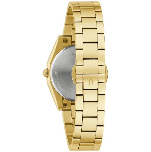 Bulova Ladies Surveyor Quartz Watch 31mm Gold-Tone Stainless Steel Case and Bracelet with White Dial