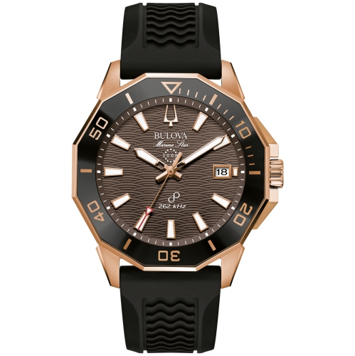 Montre Marine Star Precisionist pour hommes avec boîtier en inox rose doré et cadran brun 43&nbsp;mm de Bulova