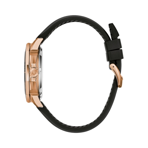 Bulova Mens Marine Star Precisionist Watch 43mm Rose Gold-Tone Stainless Steel Case Black Silicone Strap with Brown Dial