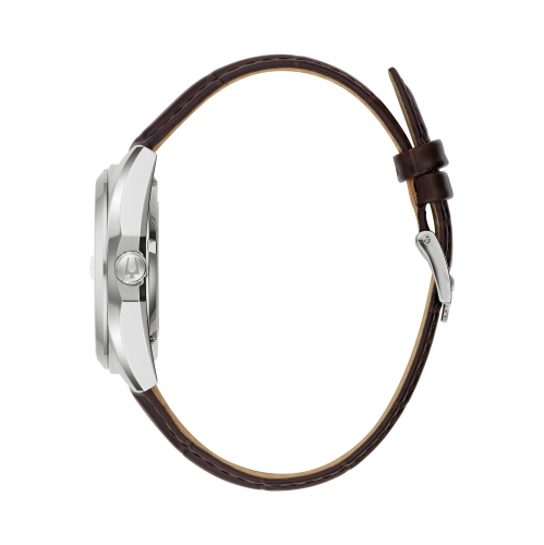 Montre automatique pour hommes Surveyor de Bulova avec boîtier en inox argenté et cadran vert 39&nbsp;mm - cuir brun