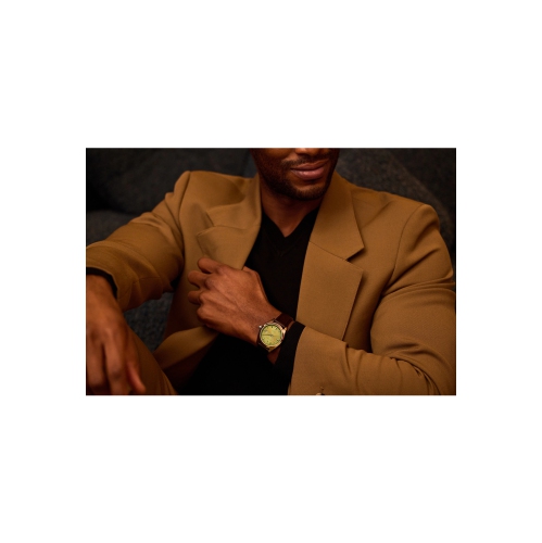 Montre automatique pour hommes Surveyor de Bulova avec boîtier en inox argenté et cadran vert 39&nbsp;mm - cuir brun