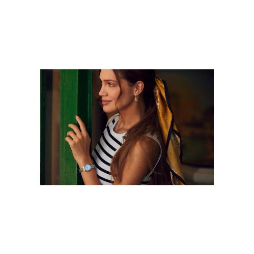 Bulova Ladies Sutton Quartz Watch 28mm Silver-Tone Stainless Steel Case and Bracelet with Light Blue Dial