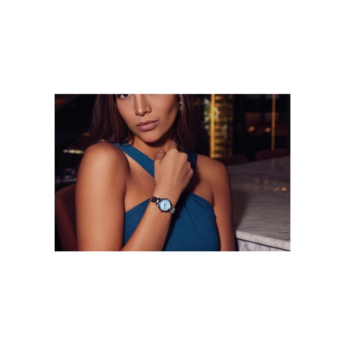 Bulova Ladies Sutton Quartz Watch 28mm Silver-Tone Stainless Steel Case and Bracelet with Light Blue Dial