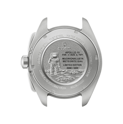 Bulova Mens Lunar Pilot Meteorite Limited Edition HPQ Watch 43.5mm Stainless Steel & Titanium Case Black Leather Strap with Grey Dial