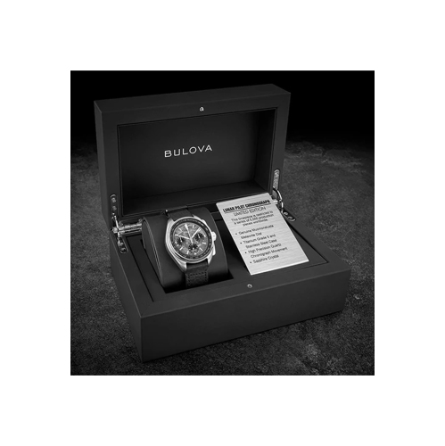 Bulova Mens Lunar Pilot Meteorite Limited Edition HPQ Watch 43.5mm Stainless Steel & Titanium Case Black Leather Strap with Grey Dial