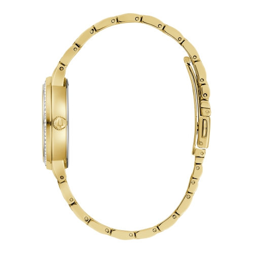 Montre à quartz pour femmes Phantom 32,5 mm de Bulova avec boîtier et bracelet en acier inoxydable doré et cadran champagne