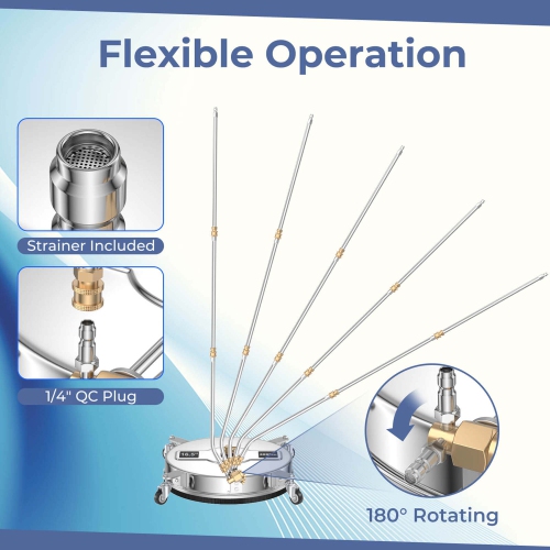 Costway 20" Pressure Washer Surface Cleaner Stainless Steel Power Cleaner Attachment