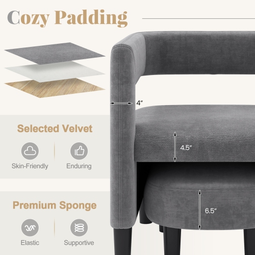 Costway Comfy Accent Armchair with Footrest Upholstered Velvet Barrel Chair & Ottoman Set